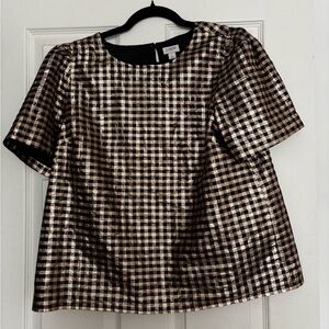 Black and Gold Checkered Women's Top